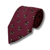 Burgundy Pointer Dog Printed Wool Tie Hand Finished