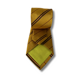 Pollen Yellow Striped Woven Skinny Silk Tie Hand Finished