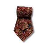 Deep Red Paisley Screen Printed Silk Tie