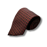 Red Geometric Screen Printed Silk Tie