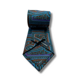 Blue & Brown Paisley Neat Screen Printed Silk Tie