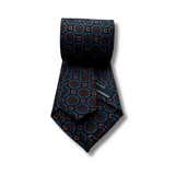 Navy Geometric Screen Printed Silk Tie