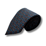 Navy Geometric Screen Printed Silk Tie