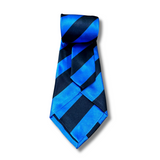 Blue & Black Striped Woven Silk Tie Hand Finished