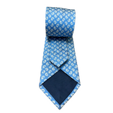 Pale Blue Motif Woven Silk Tie Hand Finished