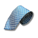 Pale Blue Motif Woven Silk Tie Hand Finished