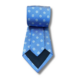 Pale Blue Floral Motif Woven Silk Tie Hand Finished