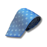 Pale Blue Floral Motif Woven Silk Tie Hand Finished