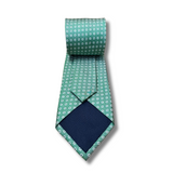 Green Floral Motif Woven Silk Tie Hand Finished