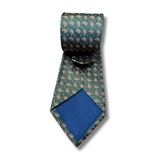 Green Floral Motif Woven Silk Tie Hand Finished