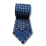 Navy Floral Motif Woven Silk Tie Hand Finished