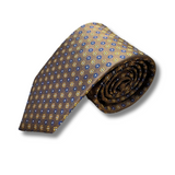 Brown Floral Neat Woven Silk Tie Hand Finished