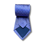 Blue Floral Neat Woven Silk Tie Hand Finished