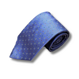 Blue Floral Neat Woven Silk Tie Hand Finished