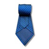 Blue & Green Chequered Woven Silk Tie Hand Finished