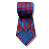 Burgundy & Blue Spotted Woven Silk Tie Hand Finished