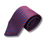 Burgundy & Blue Spotted Woven Silk Tie Hand Finished