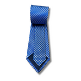 Blue & White Spotted Woven Silk Tie Hand Finished