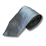 Silver & White Spotted Woven Silk Tie Hand Finished