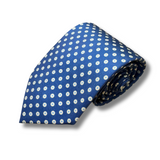 Navy and Blue Spotted Neat Printed Silk Tie Hand Finished