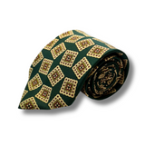 Bottle Green Neat Screen Printed Silk Tie