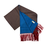 Brown Silk Scarf with Red Tassels Hand Knotted