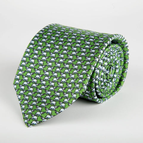 Vintage Ohrbach's green geometric floral print silk store tie